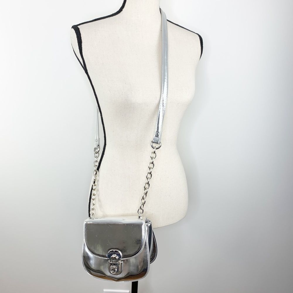 Cesca Metallic Silver Small Bag w/Lock Closure